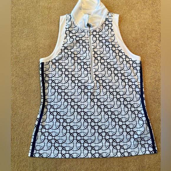 InPhorm Pique Ava S/L Polo-Midnight Print/white size Medium - Picture 4 of 10